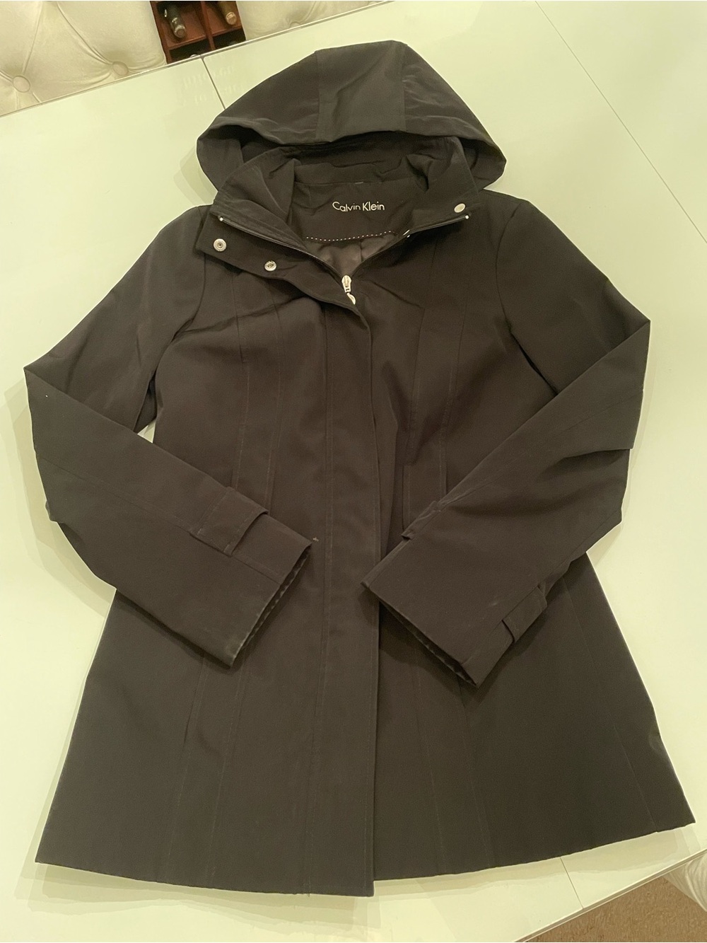 Calvin Klein Black Hooded Trench Coat